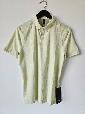 NWT LULULEMON DEWY Yellow Green Evolution Polo Top Shirt Men's Medium